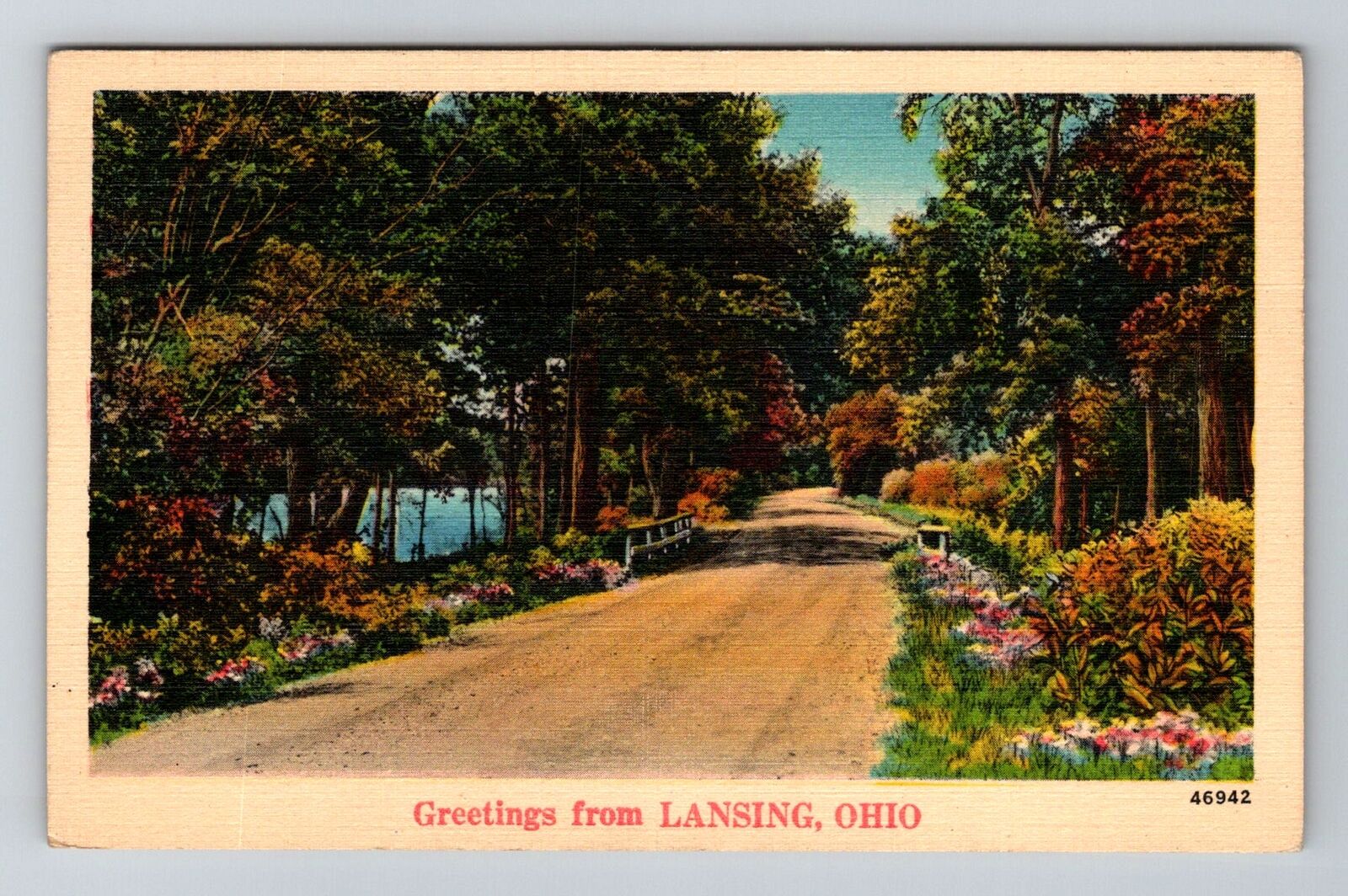 Lansing OH-Ohio, General Greetings, Country Lane, Vintage Postcard