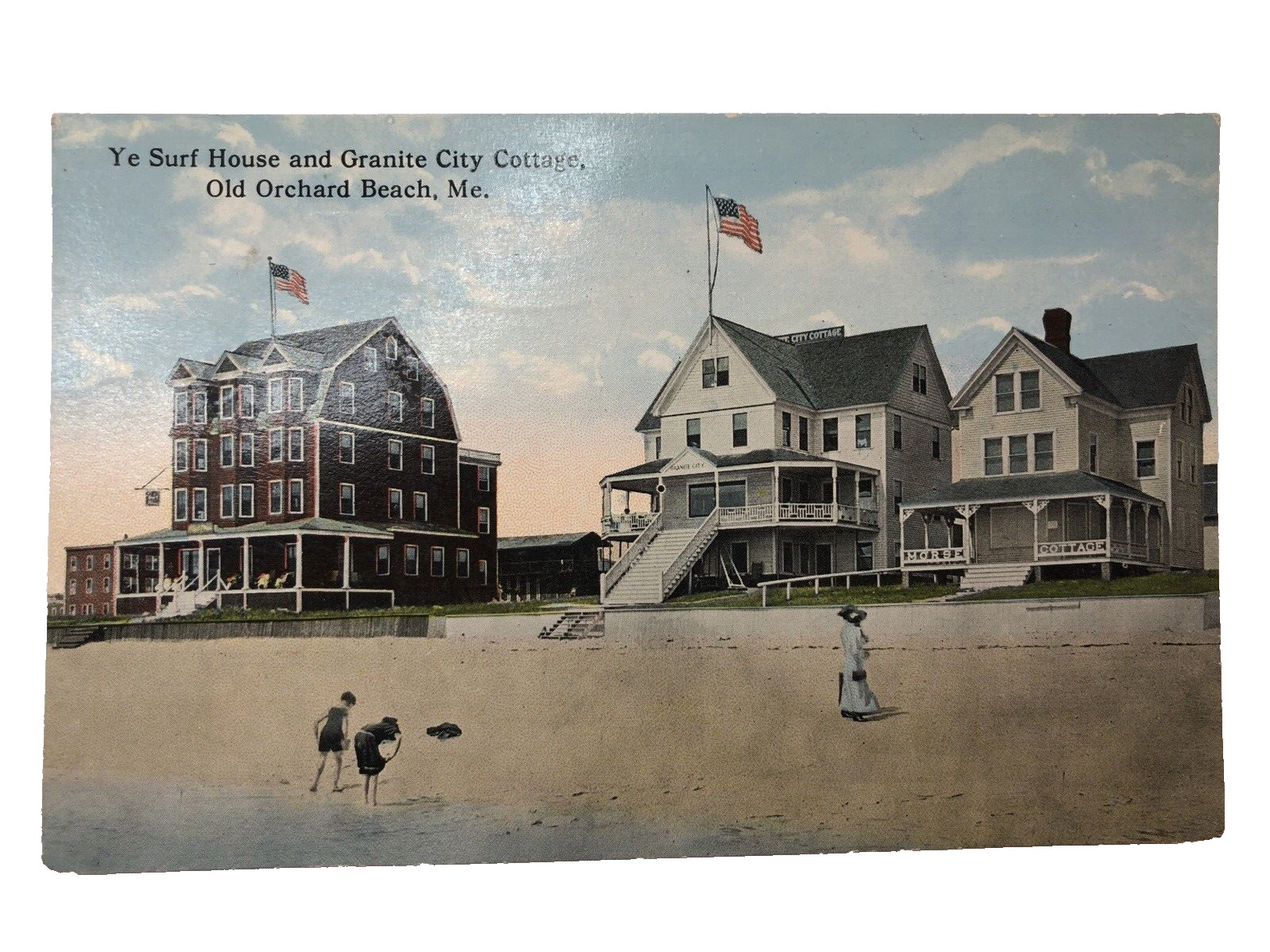 Ye Surf House & Granite City College OLD ORCHARD BEACH Maine Postcard