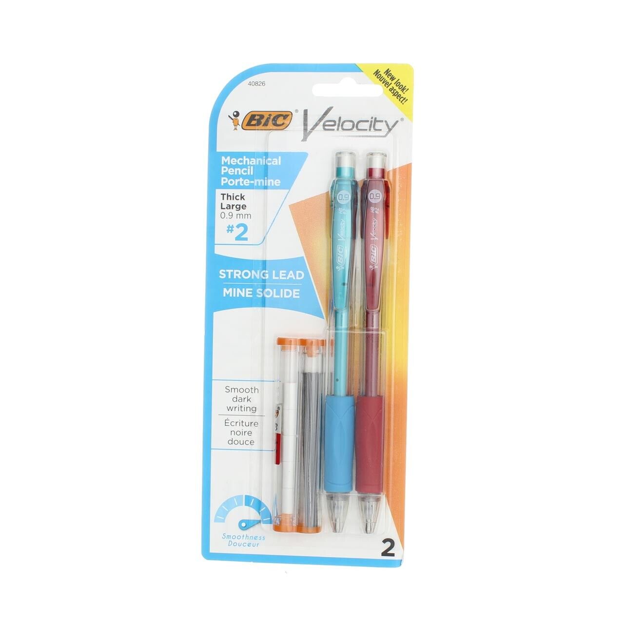 BiC Velocity Strong Lead Mechanical Pencil & Refills, 0.9 mm, #2, 2 Ct