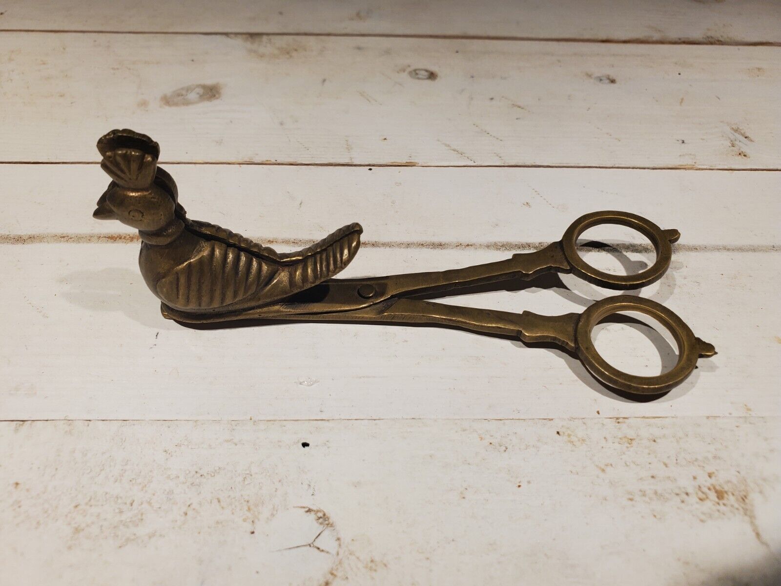 Vintage Brass Bird Wick Cutting Scissors 