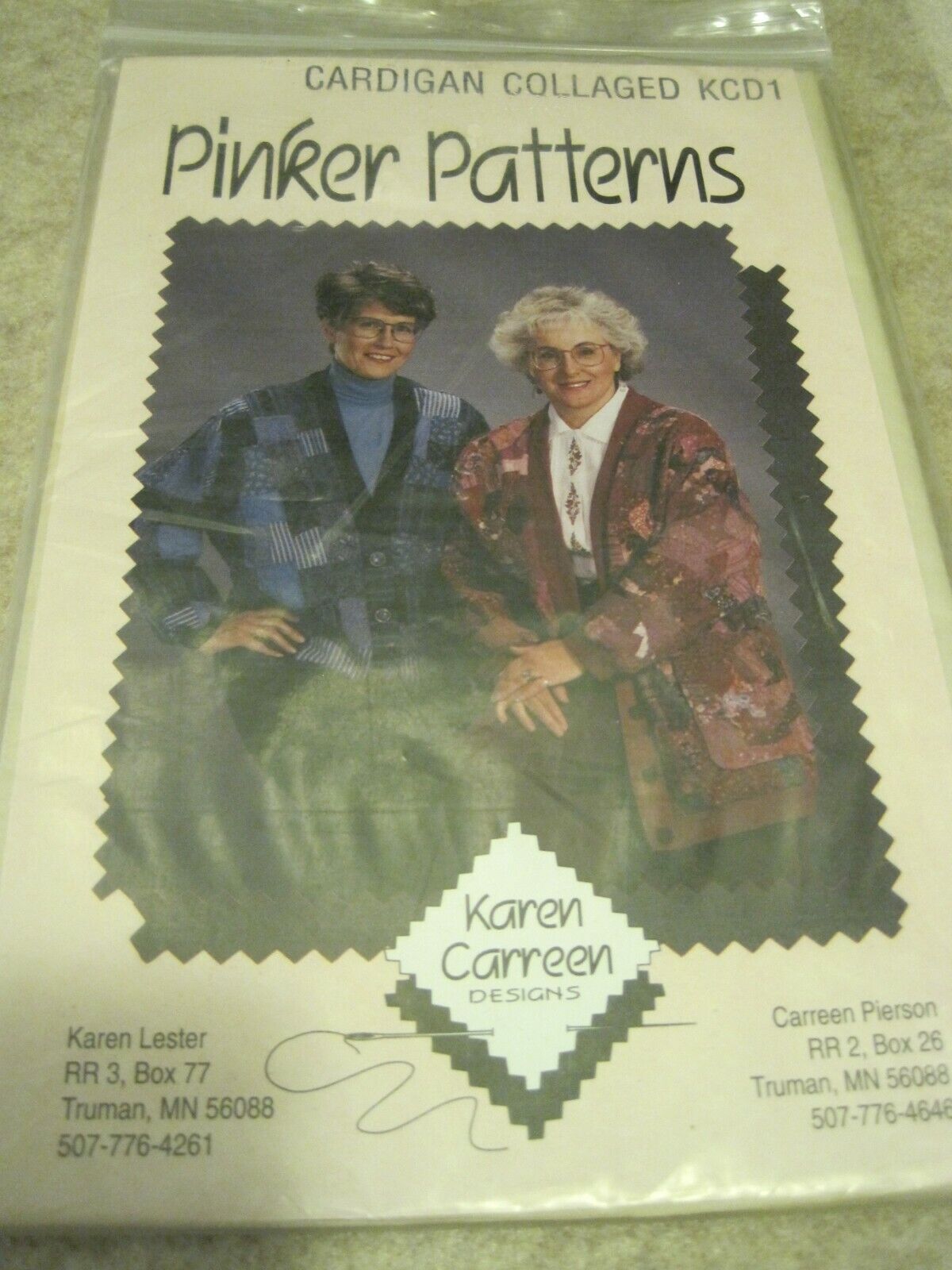 Wearable Art CARDIGAN COLLAGED Vintage Pinker Patterns KCD1 UNCUT
