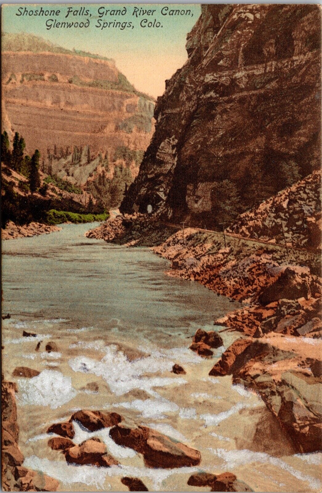 Shoshone Falls Grand River Canon Glenwood Springs Colorado Divided Postcard 8H
