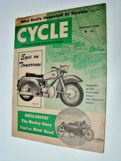 Jan 1954 Cycle Magazine Zundapp Boxer Motorcycle Cover 