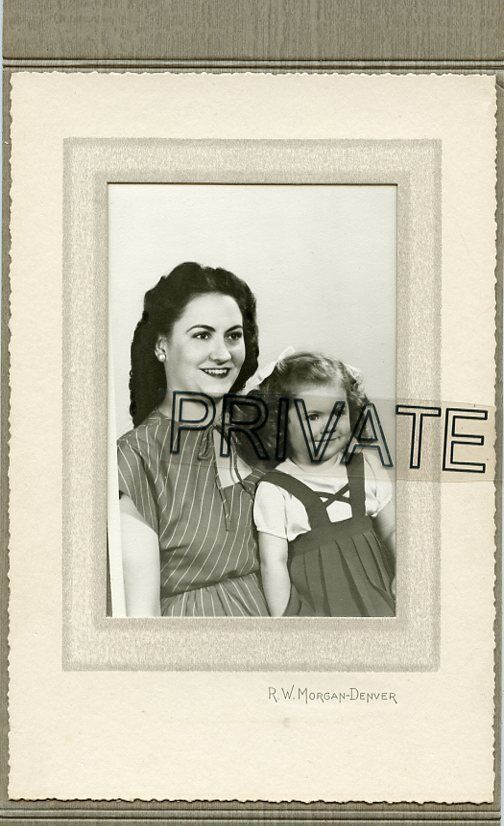 Antique Studio Photo - Denver, Colorado - Young Mother & Cute Little Girl