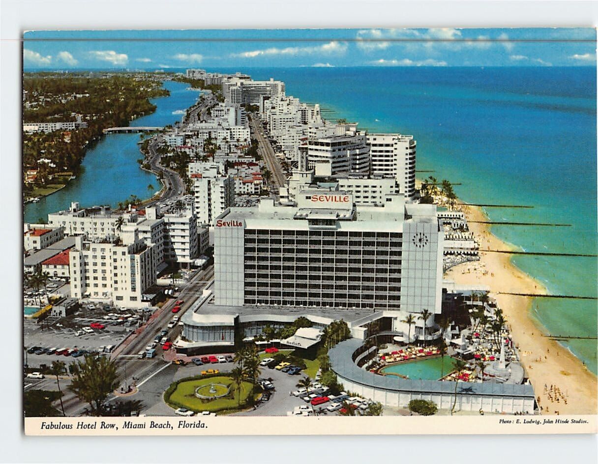 Postcard Fabulous Hotel Row Miami Beach Florida USA