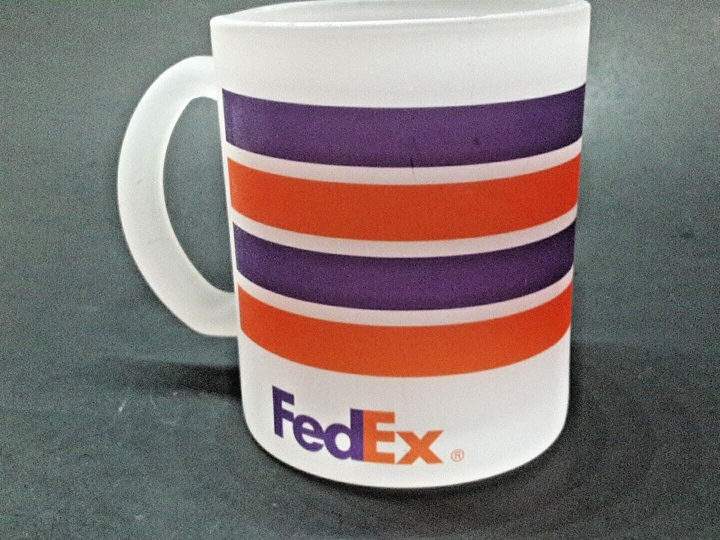 FedEx Federal Express Frosted Glass Coffee Tea Mug Never Used