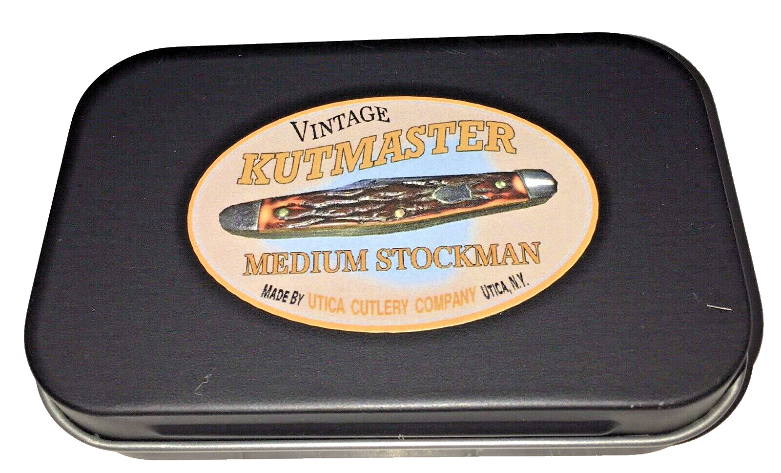 Vintage Kutmaster Utica NY USA 3-Blade Medium Stockman  Jigged Delrin Handles