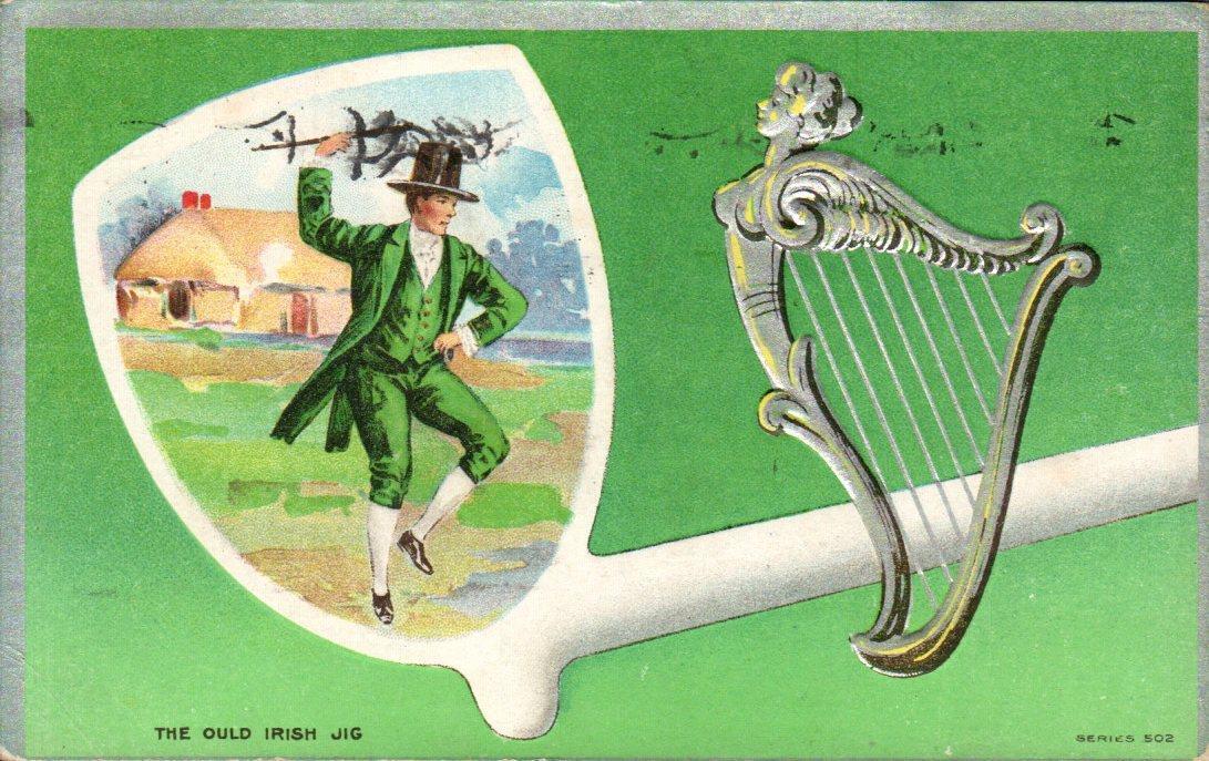 IRISH LAD DOES JIG On Colorful Vintage 1914 ST. PATRICK\'S DAY Postcard