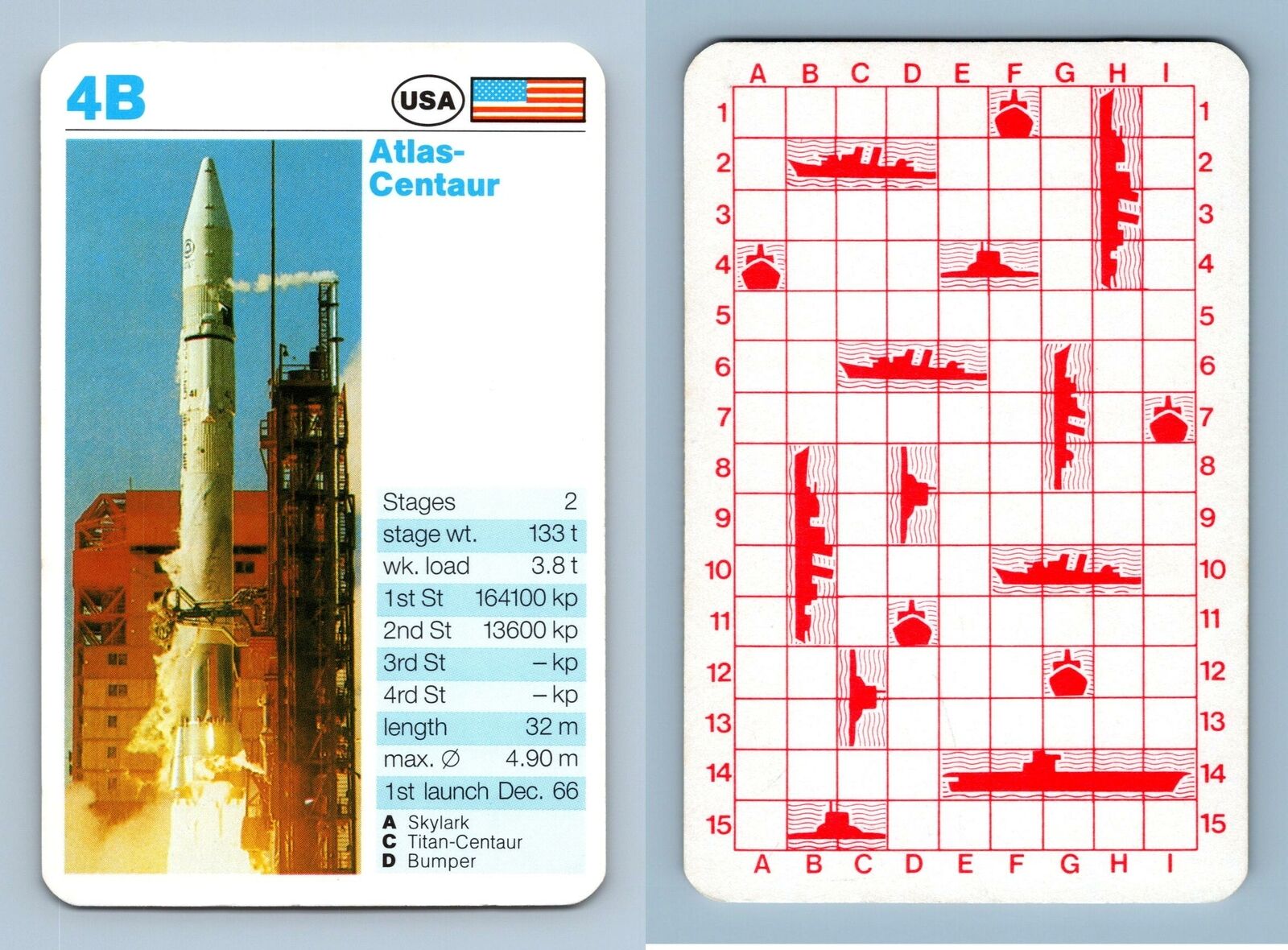 Atlas-Centaur - Rockets 1990\'s Waddingtons Super Top Trumps Card