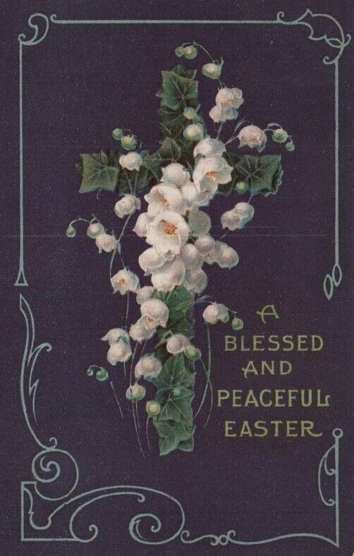 Vtg Postcard Blessed and Peaceful Easter Flowers Embossed Posted 1909 DB
