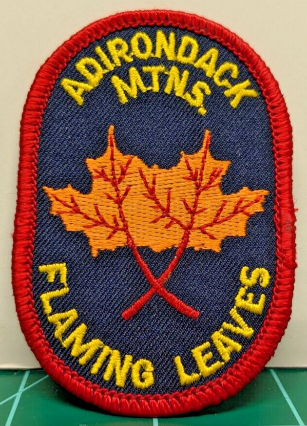 Vintage Adirondack Mountains Flaming Leaves Embroidered Souvenir Patch Unused