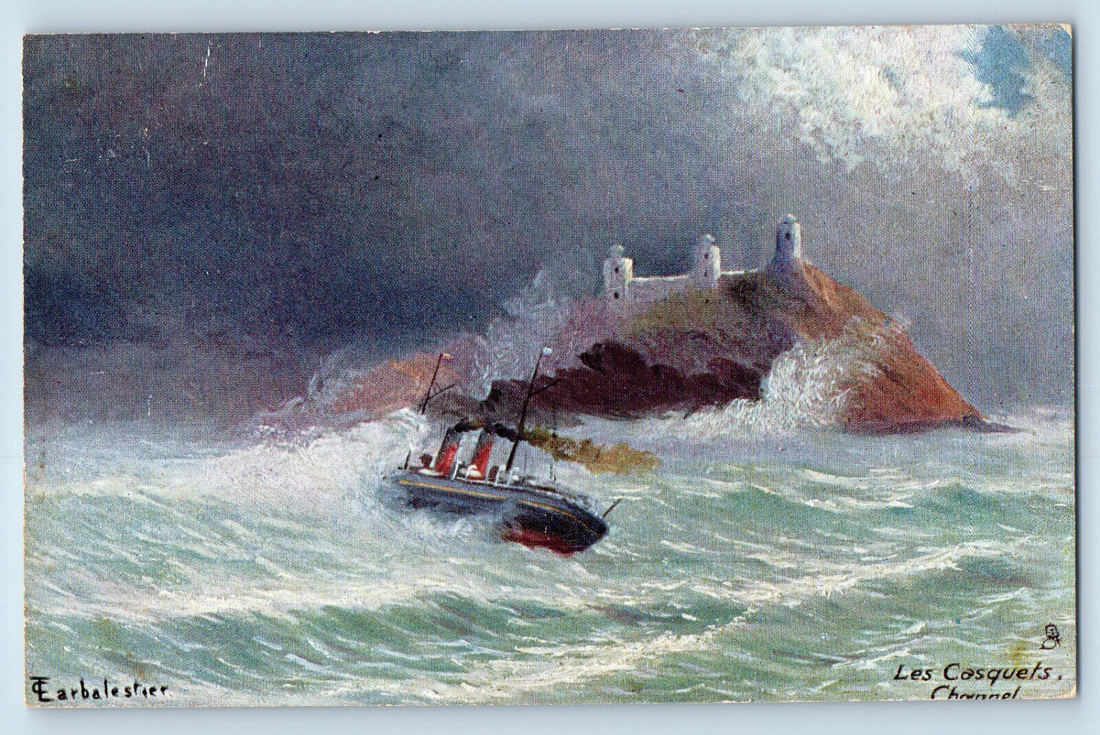 Jersey Postcard Les Casquets Channel c1910 Unposted Oilette Tuck Art