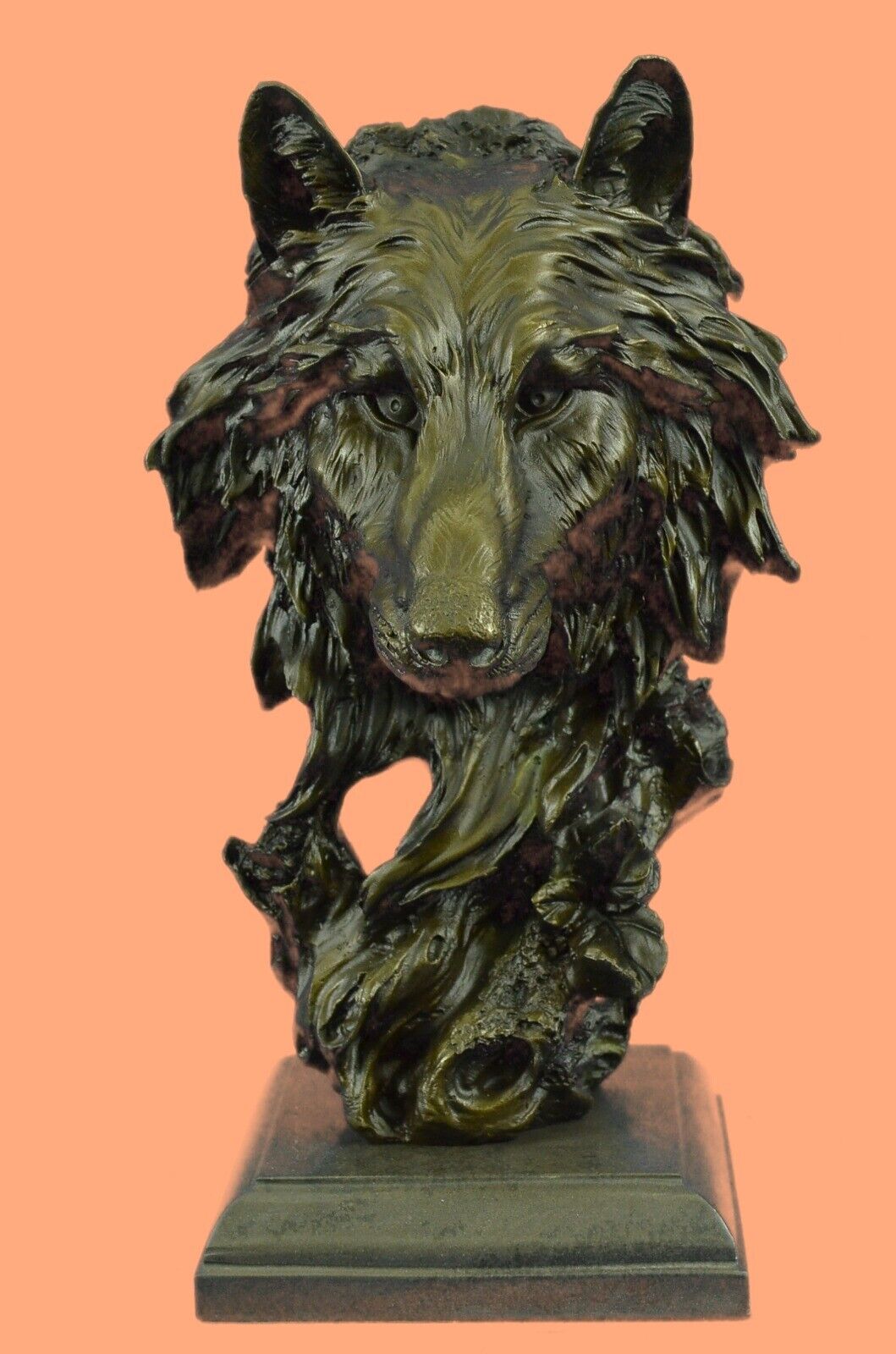 Looking Howling Wolf German Shepherd Bust Hybrid Dogs Art Bronze Decor Figure