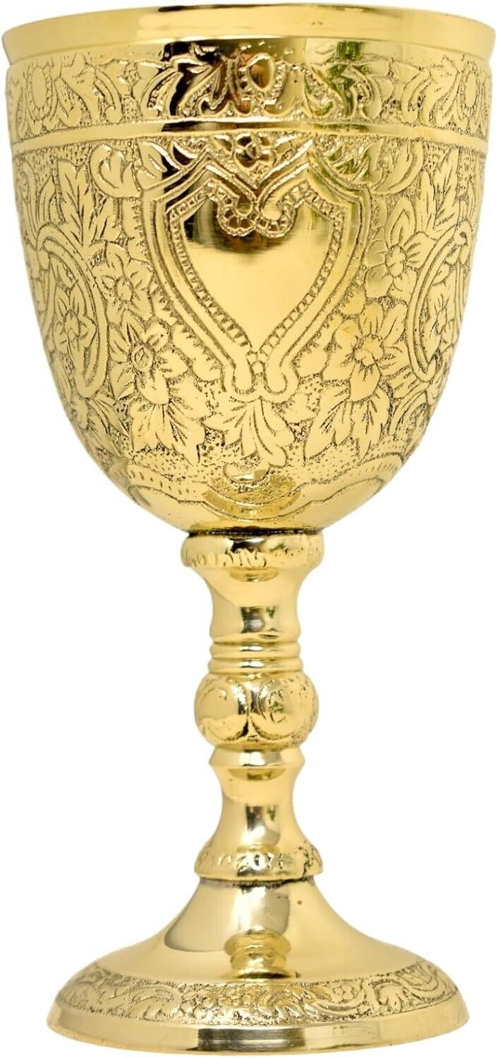 HIGHBIX Vintage brass chalice goblet cup Renaissance Style