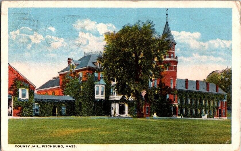 Vintage Postcard County Jail Fitchburg MA Massachusetts 1919                M184