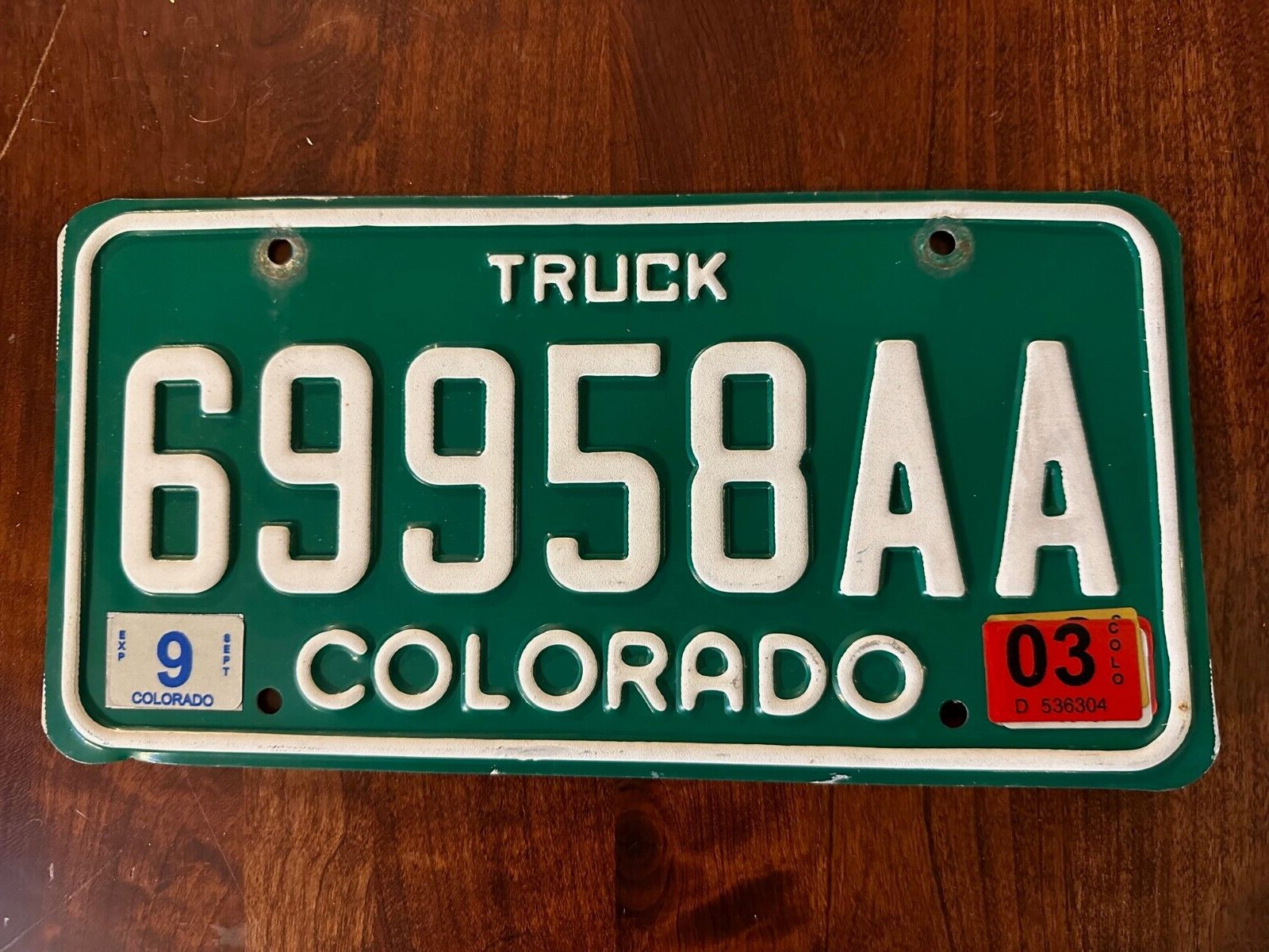 2003 Colorado Truck License Plate 69958AA Authentic Metal CO USA Rocky Mountain