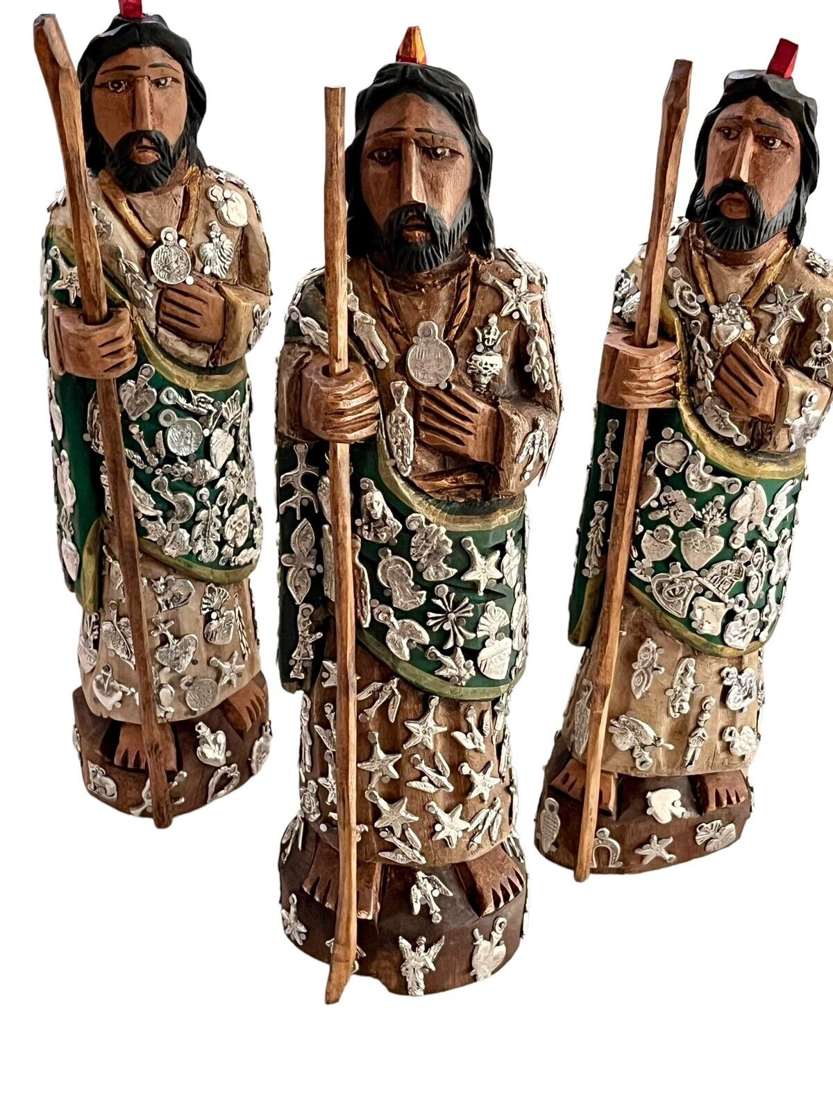 Saint JUDAS Figurine w MILAGROS Mexican Santo, Patron Saint of Hope-St Jude 12”