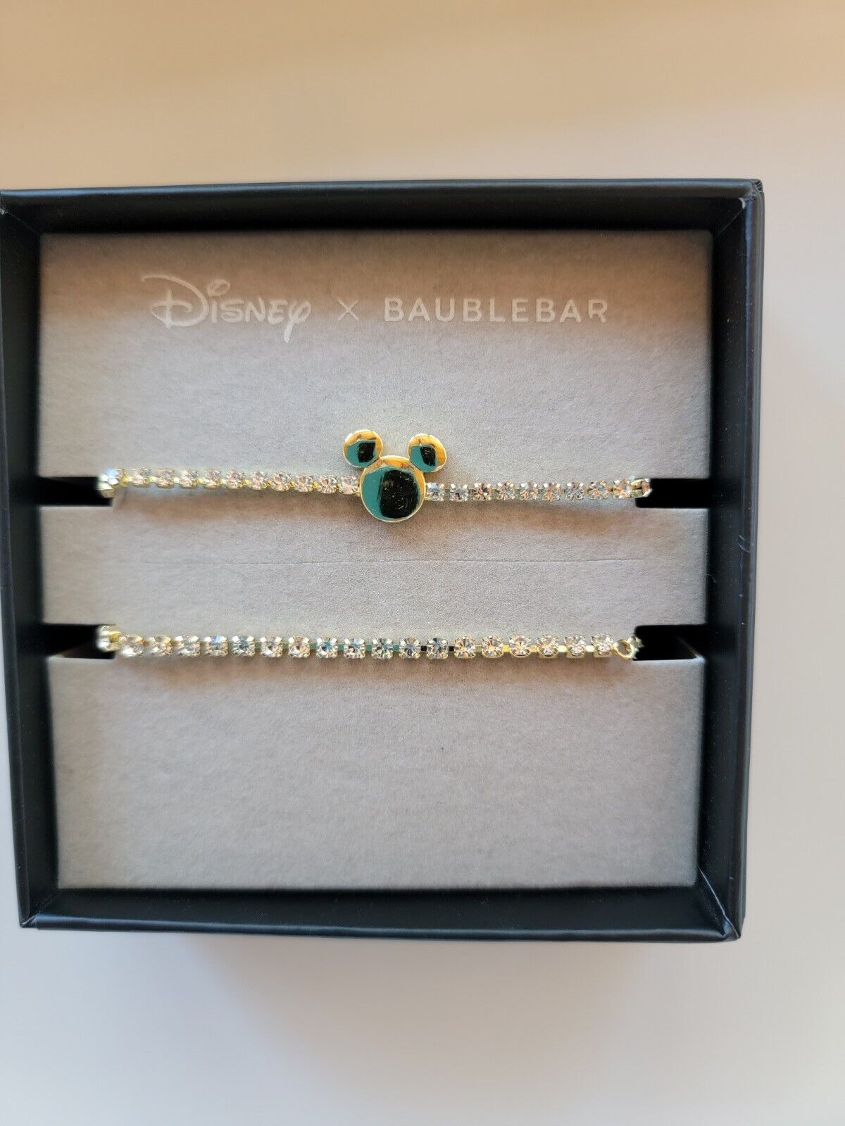 New Disney X BaubleBar Mickey Mouse Rhinestone Adjustable Double Bracelet-NEW