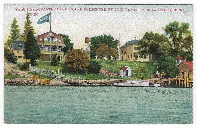Gales Ferry, CT, Postcard View of Yale Headquarters and House Presented to Crew