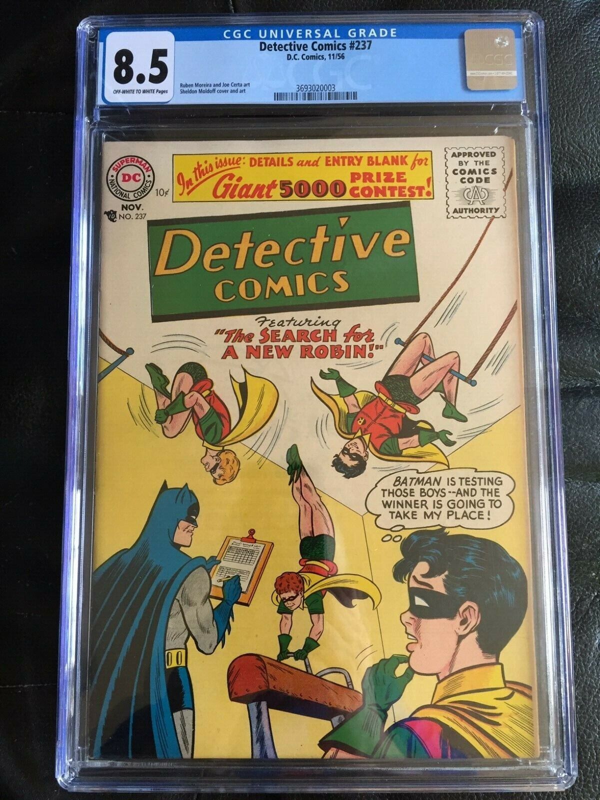 DETECTIVE COMICS #237 CGC VF+ 8.5; OW-W; The Search For a New Robin