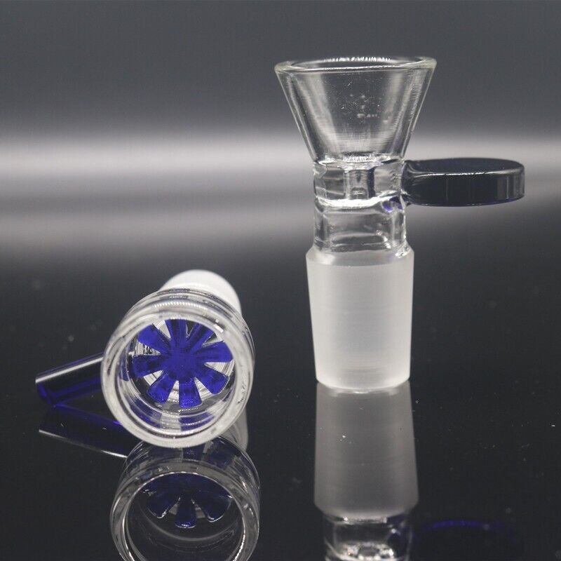 Mixed Style 2pcs 18mm Glass Snowflake Screen Slide Bowl Male for Water Pipe Bong