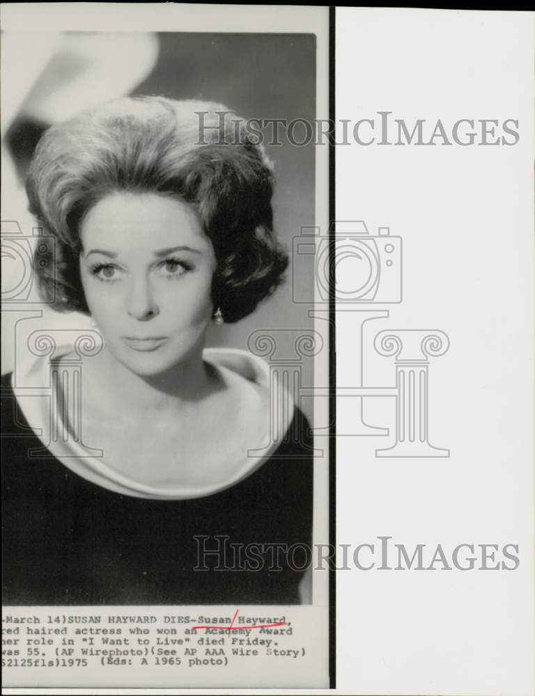 1965 Press Photo Actress Susan Hayward - hpp42660