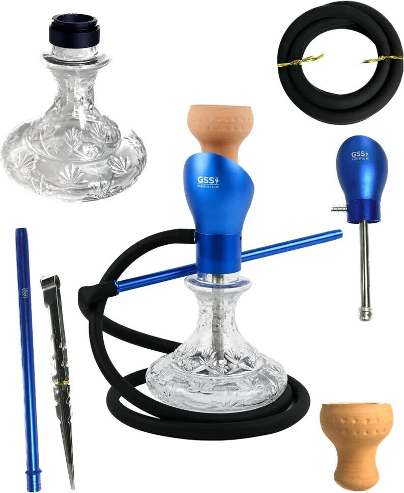 GSS Premium Triple Hose Hookah Complete Set, Stylish Stem with Strong Glass Base