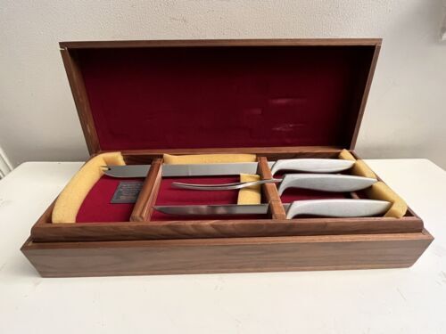 Vintage 12 Pc Gerber Legendary Blades Carving Set & Steak Knives In Case