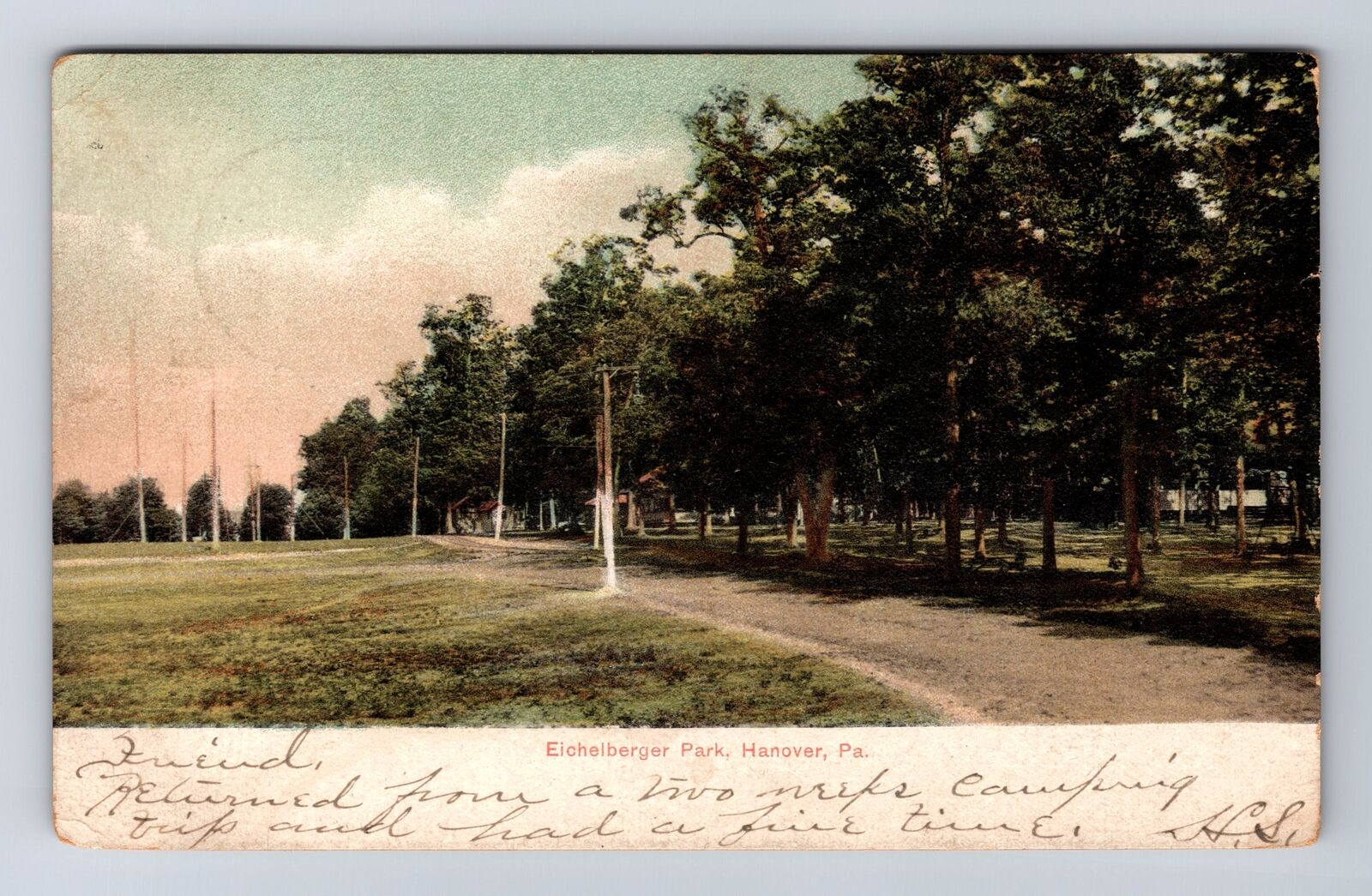 Hanover PA-Pennsylvania, Eichelberger Park, Antique, Vintage c1907 Postcard