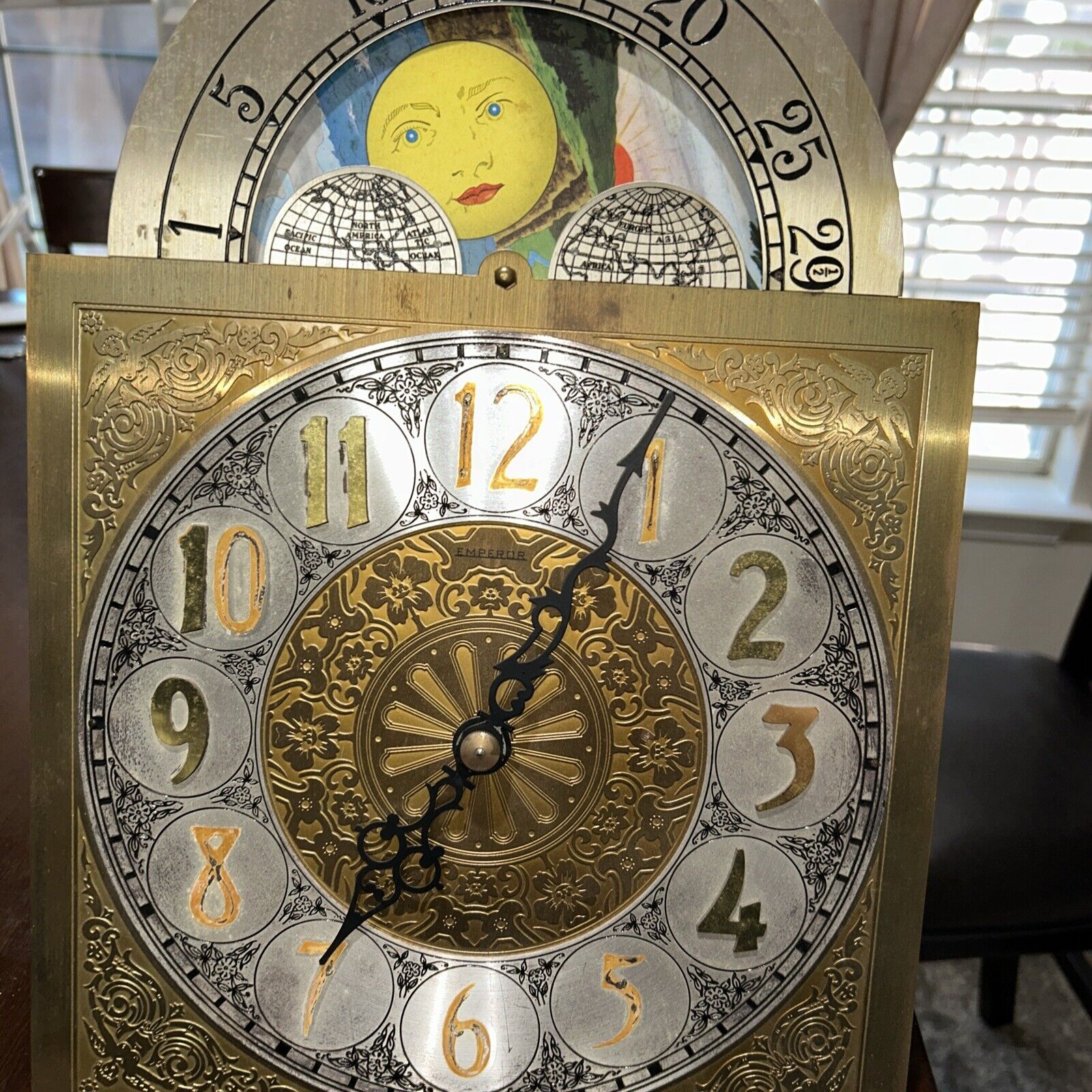 Vintage  EMPEROR  Grandfather Clock Dial Moon Face / Replacement parts