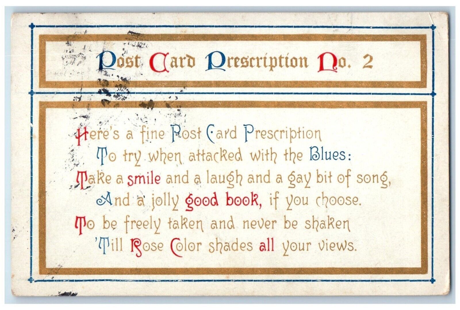 c1910\'s Post Card Prescription No. 2 Message Sanford Posted Antique Postcard