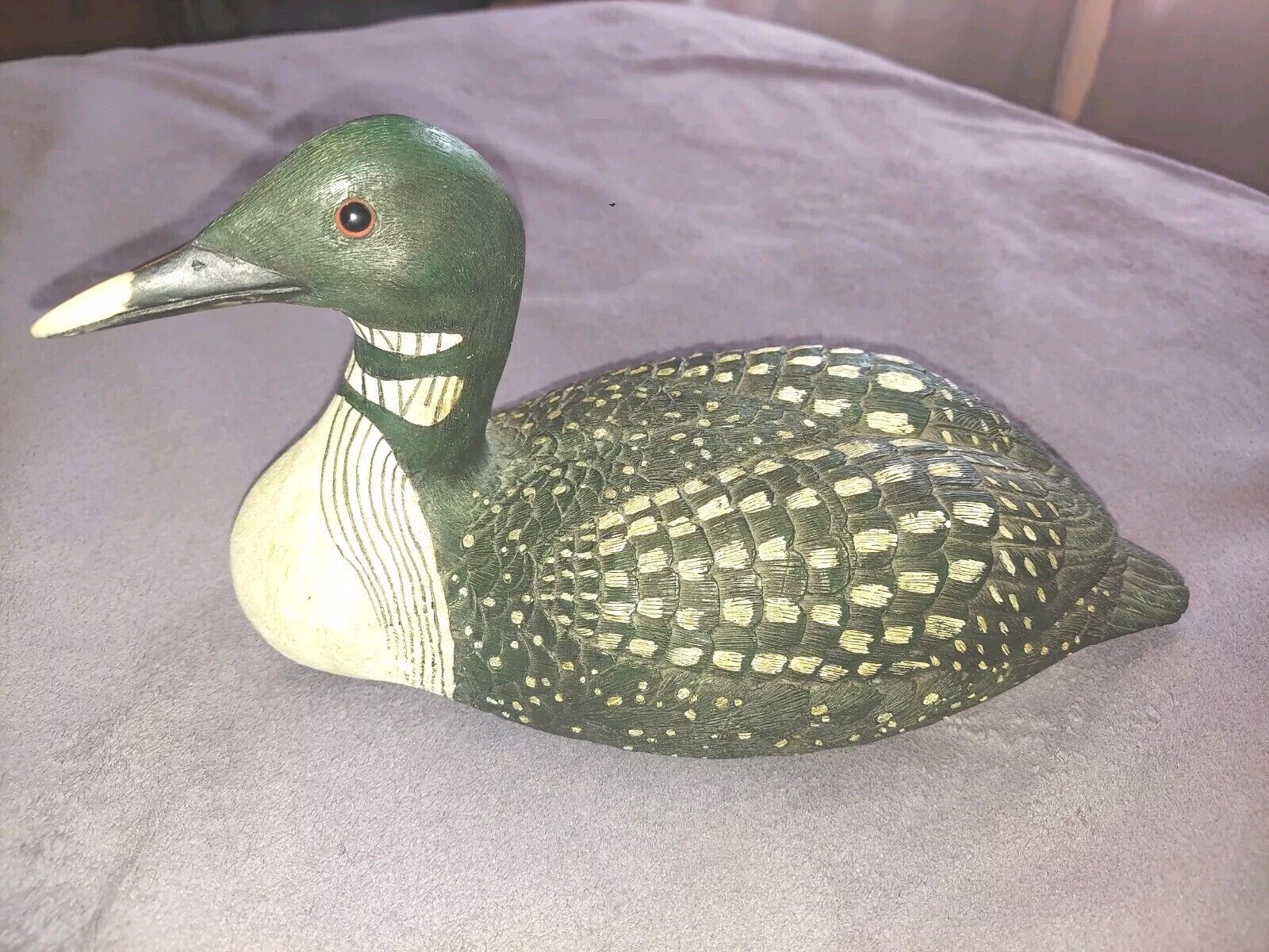 VINTAGE HAND PAINTED RESIN WATER BIRD LOON WILDLIFE DECOR FIG APPROX 13\