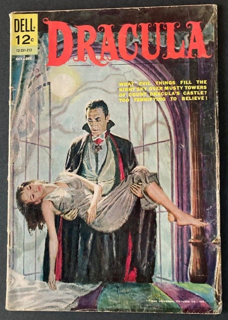 DRACULA, DELL COMIC, Oct-Dec 1962, 12-231-212, UNIVERSAL MONSTERS PAINTED COVER.