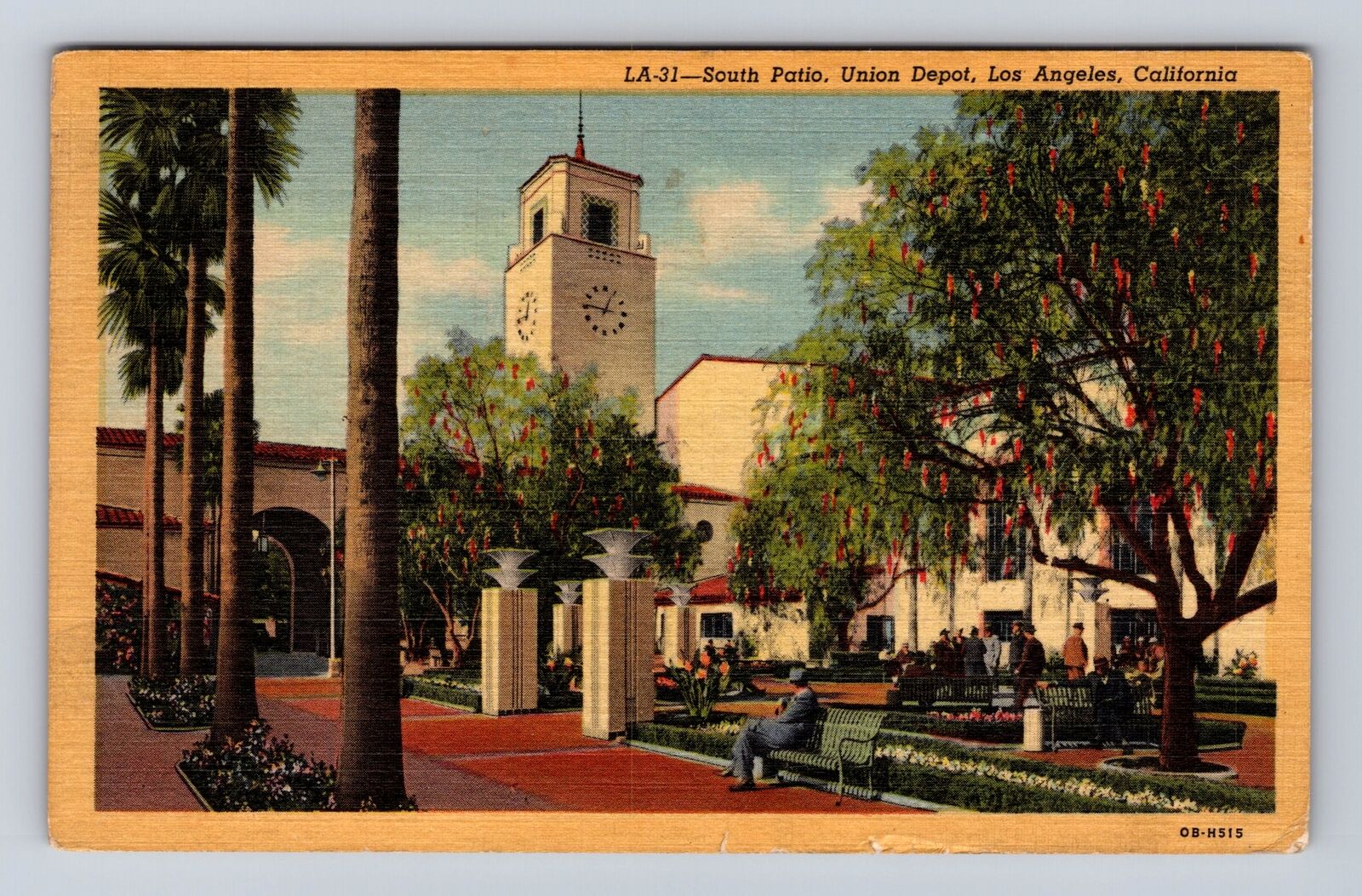 Los Angeles CA-California, South Patio, Union Depot, Vintage c1954 Postcard