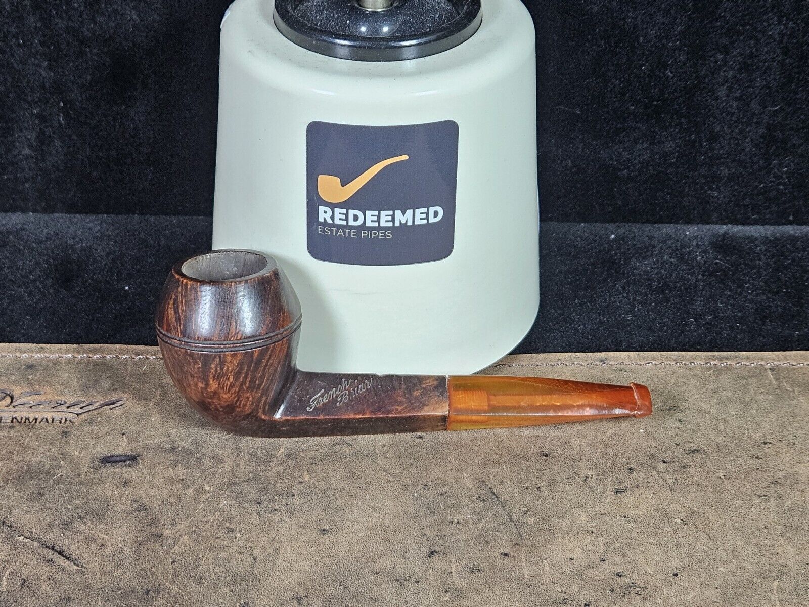 New Old Stock (NOS) French Briar Bulldog genuine amber stem Tobacco Smoking Pipe