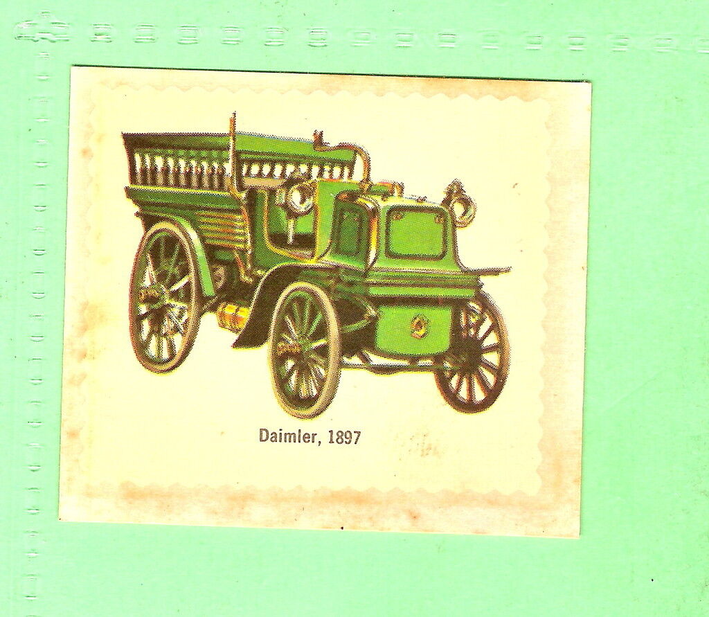 #D136. 1971 SANITARIUM  CAR TRANSFER CARD #14  DAIMLER 1897, PINK BACK