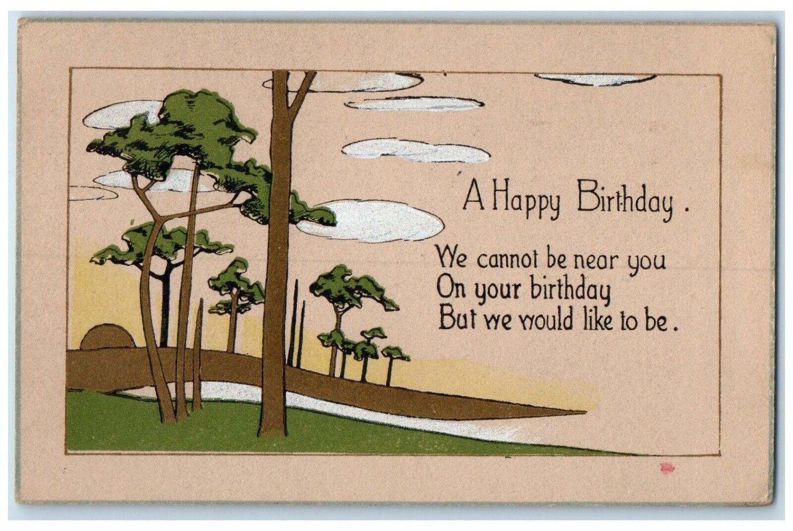 1921 Happy Birthday Message Trees Chicago Illinois IL Posted Antique Postcard