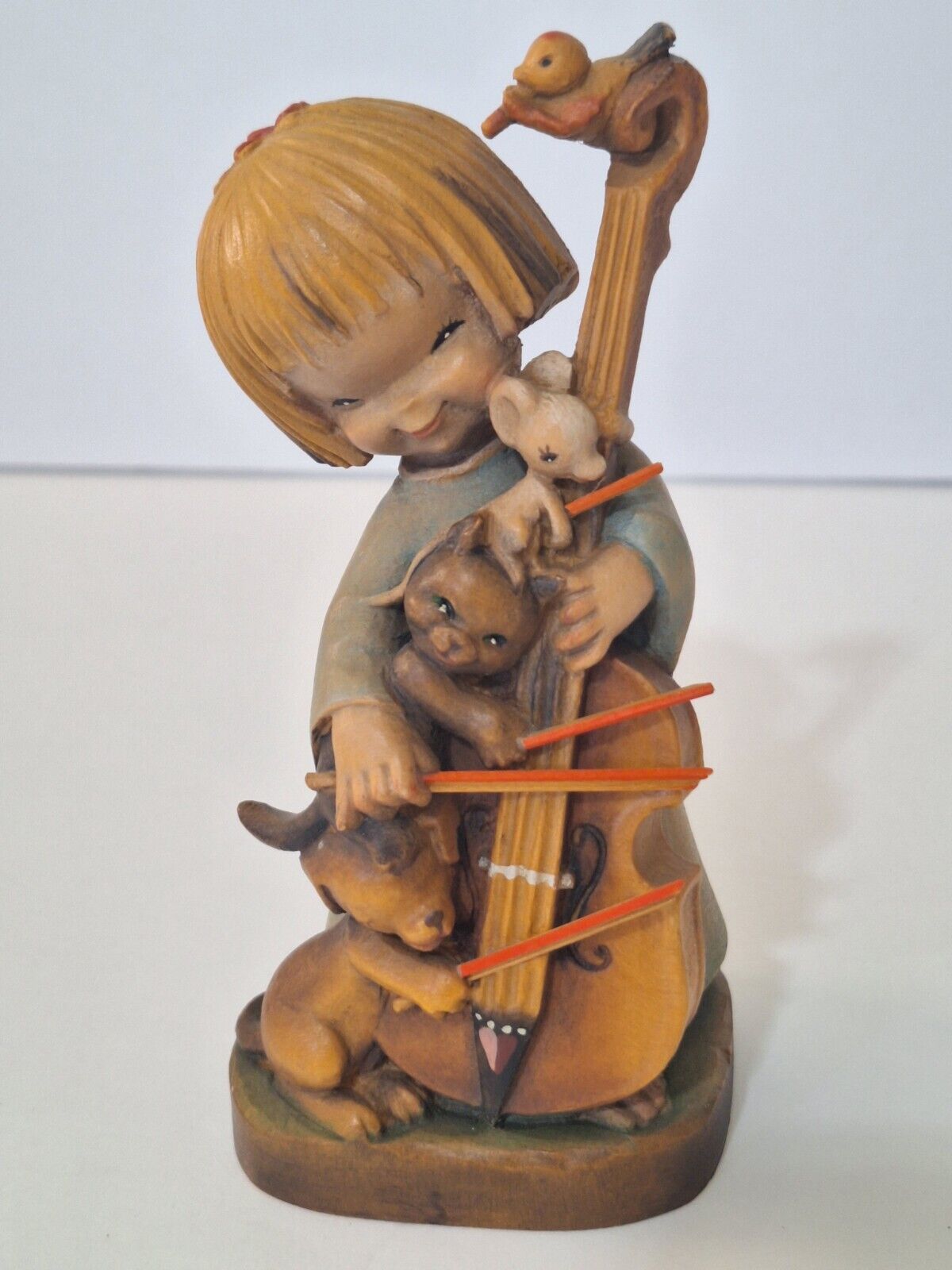 ANRI Ferrandiz Wood Carving \'Quintet\' Girl Animals Playing Cello 6\