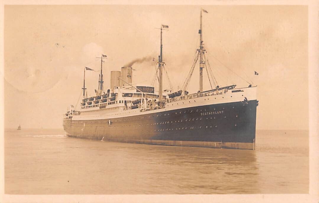 SS DEUTSCHLAND ~  HAMBURG AMERICA LINE, REAL PHOTO PC ~ used Ship Cancel 1926