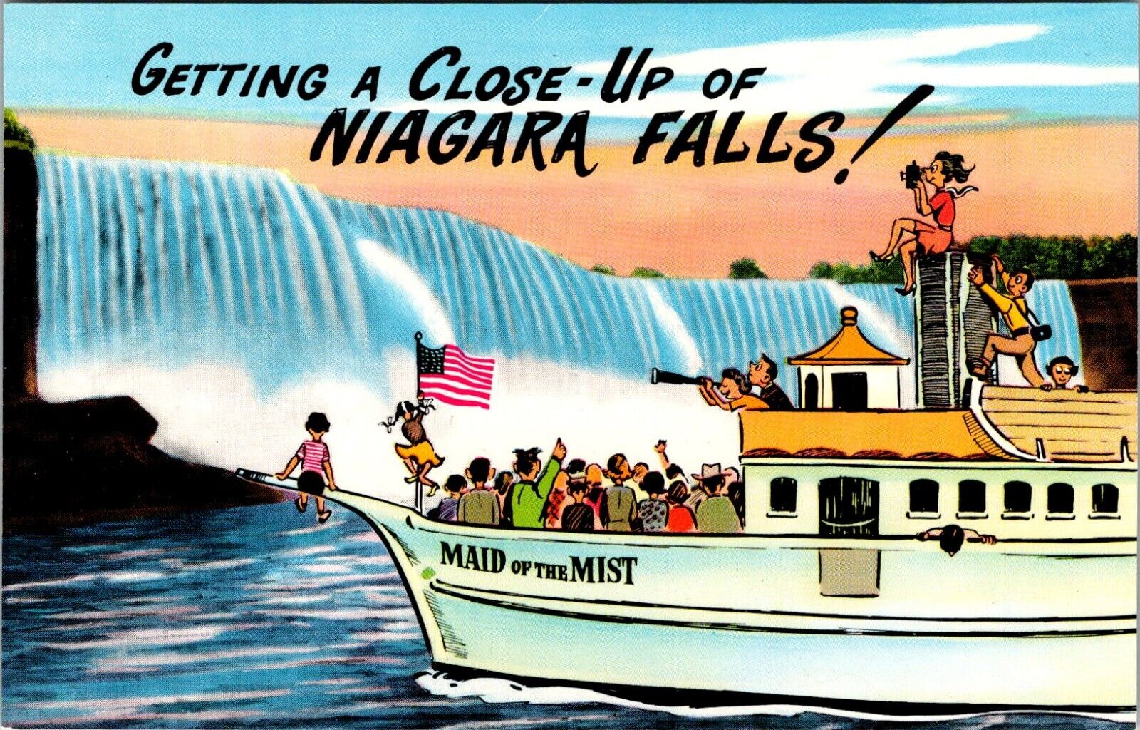 NIAGARA FALLS HUMOR CHROME PC ~ GETTING A CLOSE-UP OF THE FALLS MAID OF THE MIST