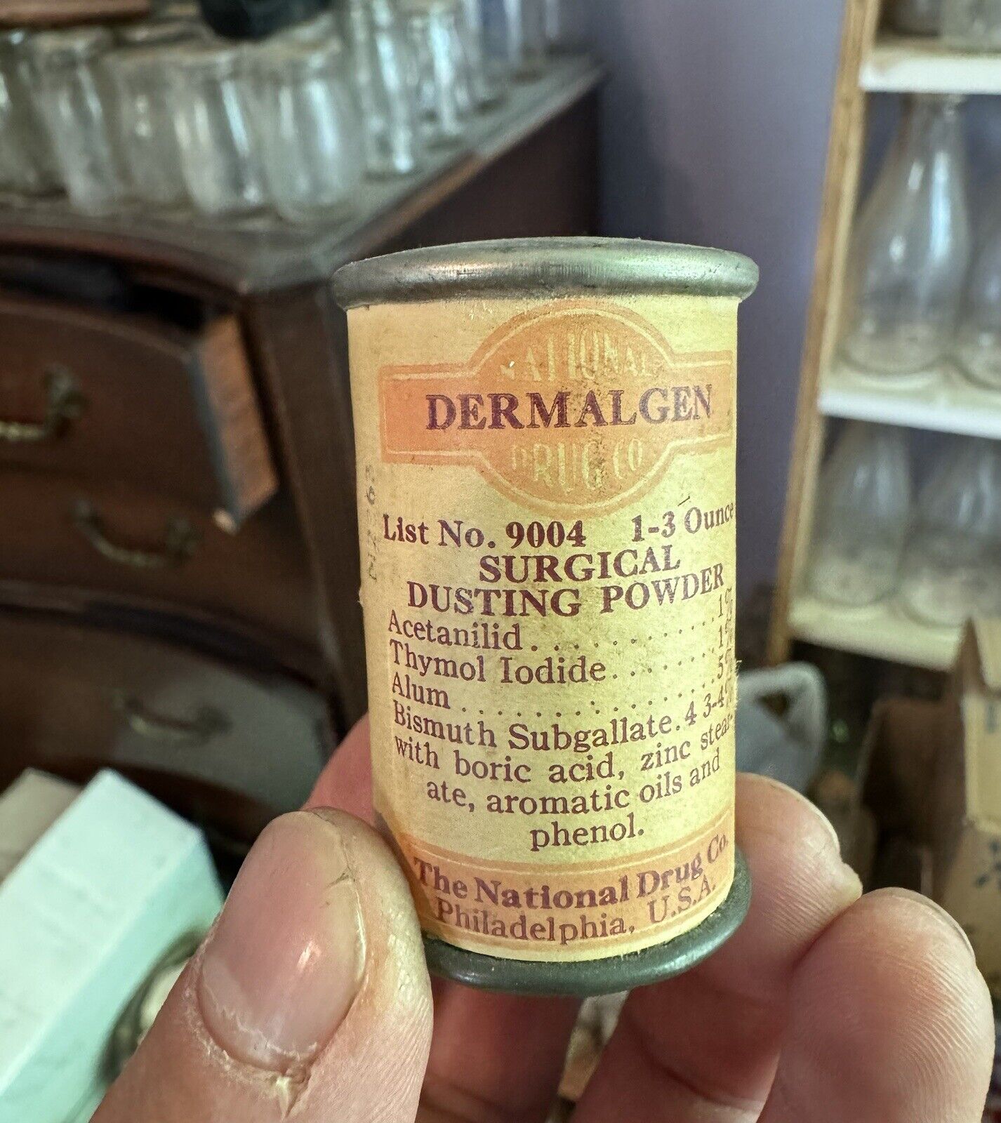 Antique Dermalgen Surgical Dusting Powder Medical Tin National Philadelphia PA