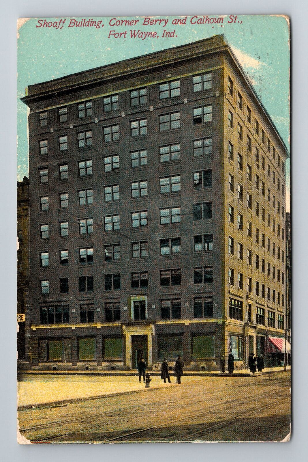 Fort Wayne IN-Indiana, Shoaff Building, Corner Berry, Vintage c1910 Postcard