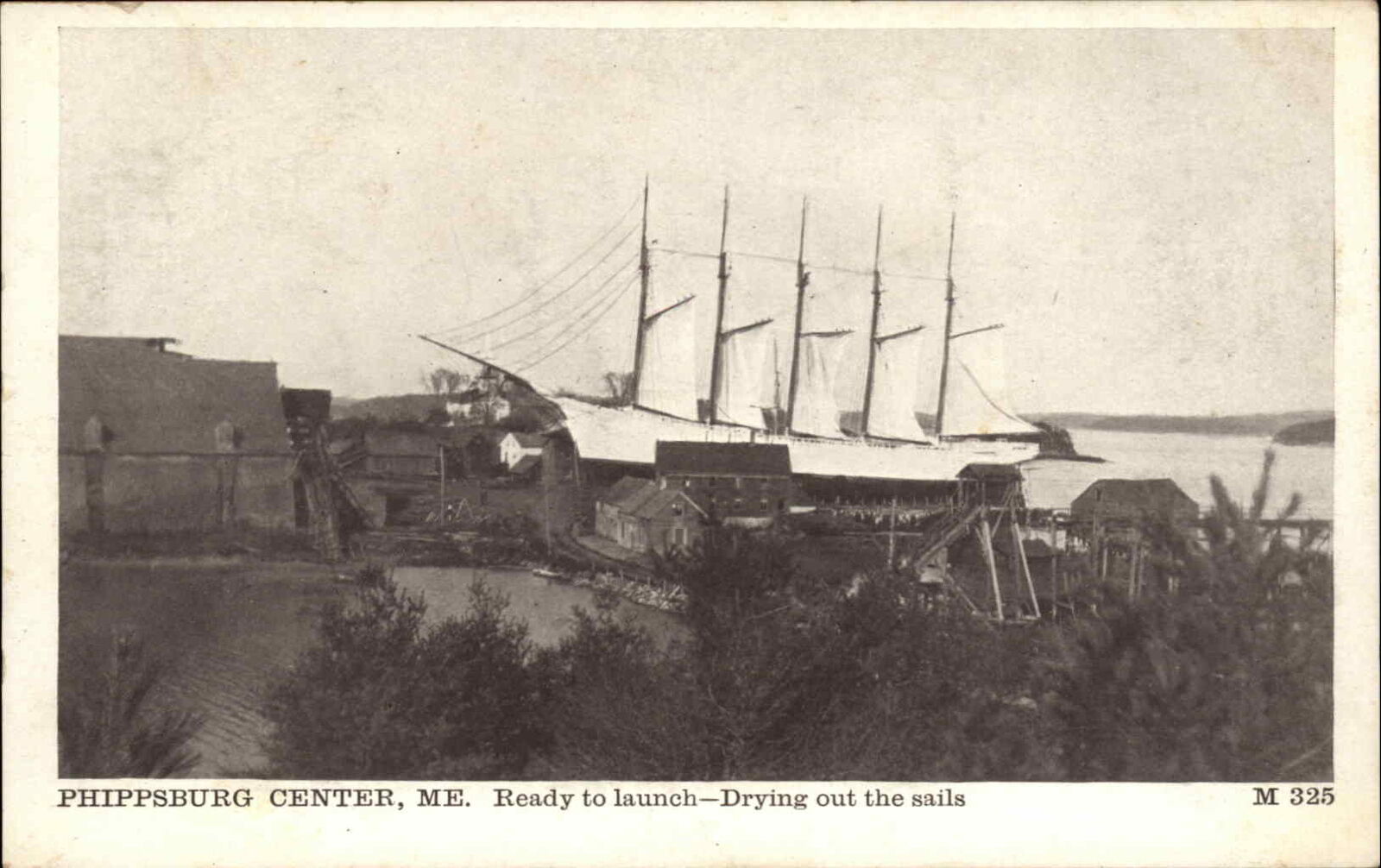 Phippsburg Maine ME Schooner Boat, Ship Launch George Graves M325 c1910 Postcard