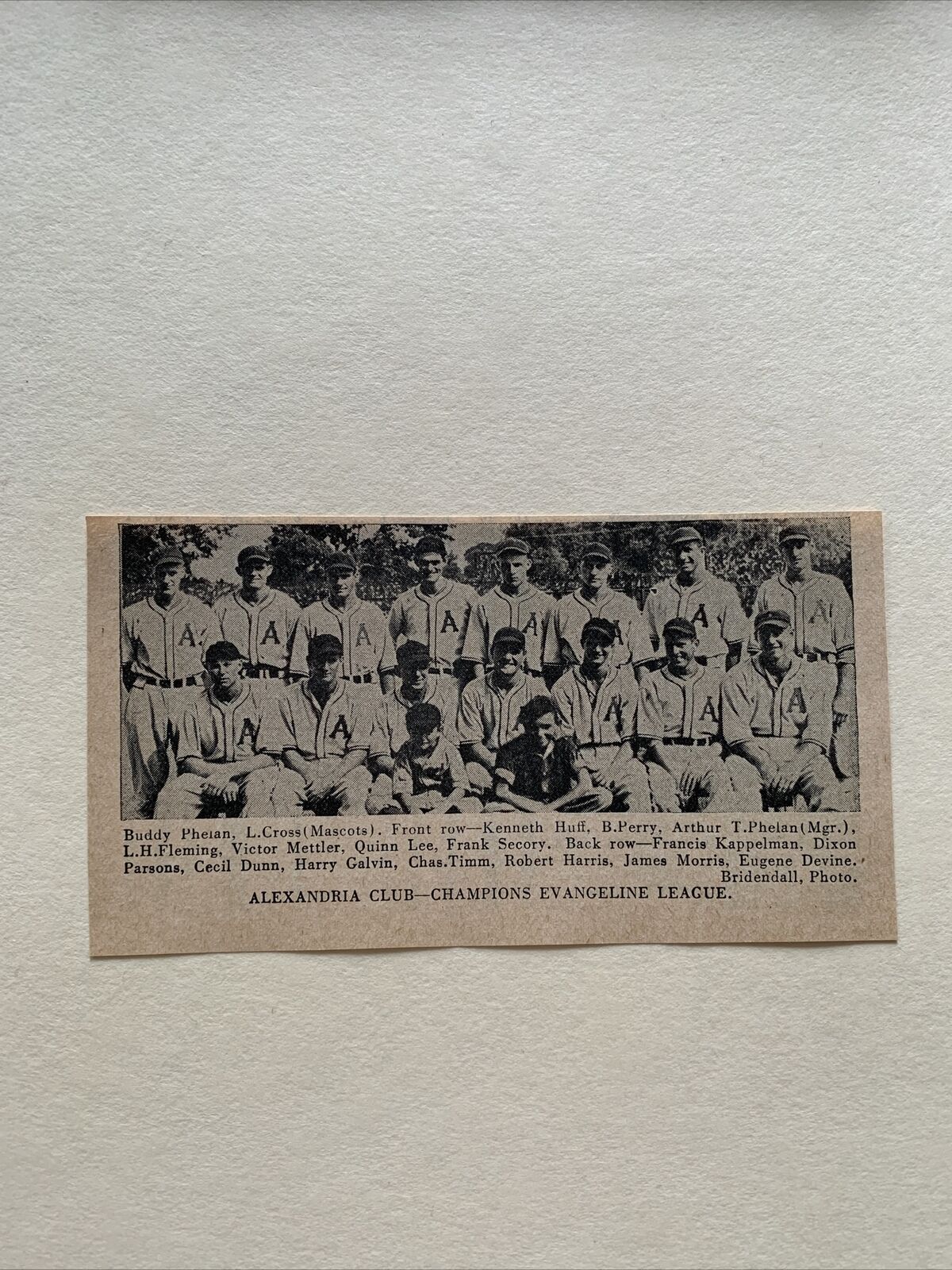 Alexandria Aces Les Fleming Bob Harris Dixie Parsons 1936 Baseball Team Picture