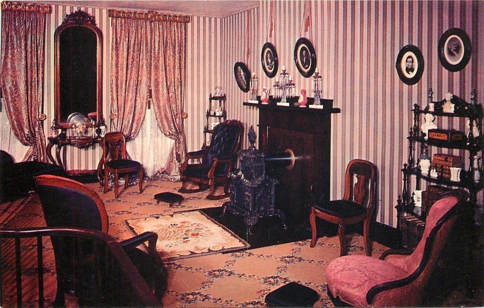 Springfield Illinois~Interior Lincoln Home Parlor~1950-60s Postcard