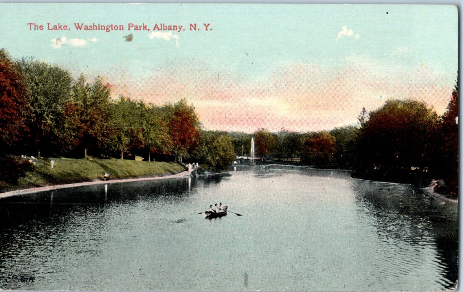 The Lake, Washington Park Albany New York Postcard 1914
