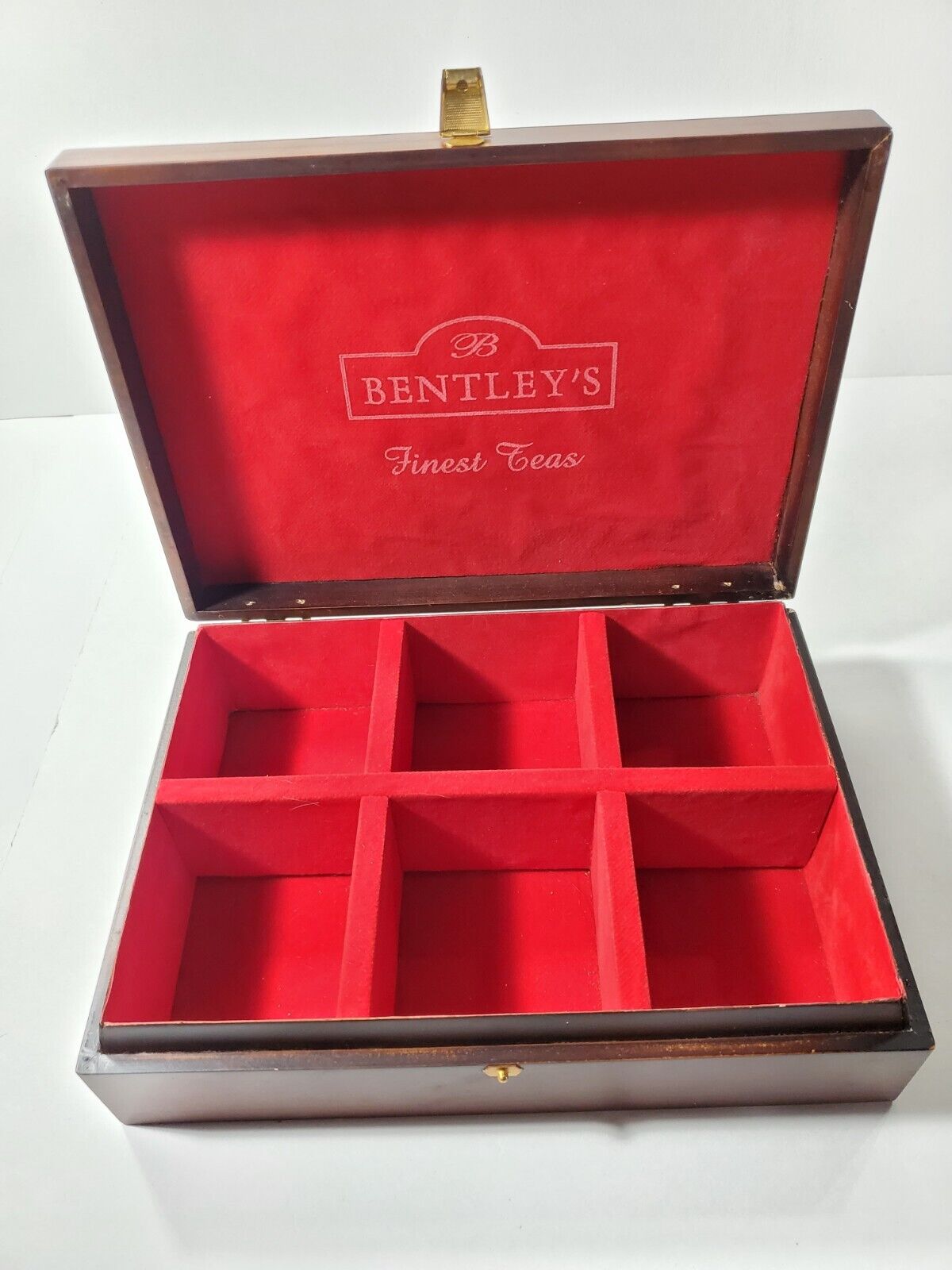 Vintage Bentleys Finest Tea Chest Wooden Box 6 Compartments 10 X 7 In Empty Box