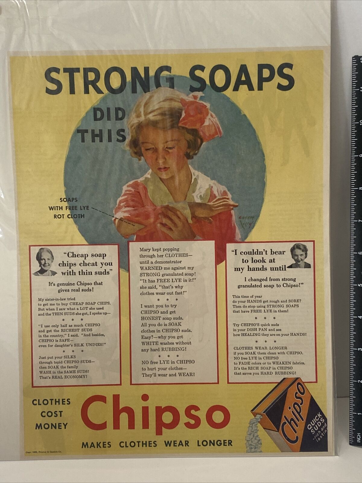 Chipso advertisement strong soap boarded wrapped 1933