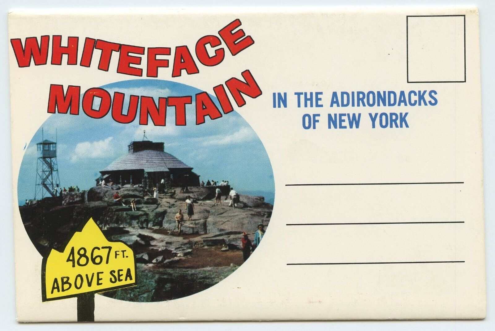 Whiteface Mountain in the Adirondacks of New York Souviner Postcard Folder