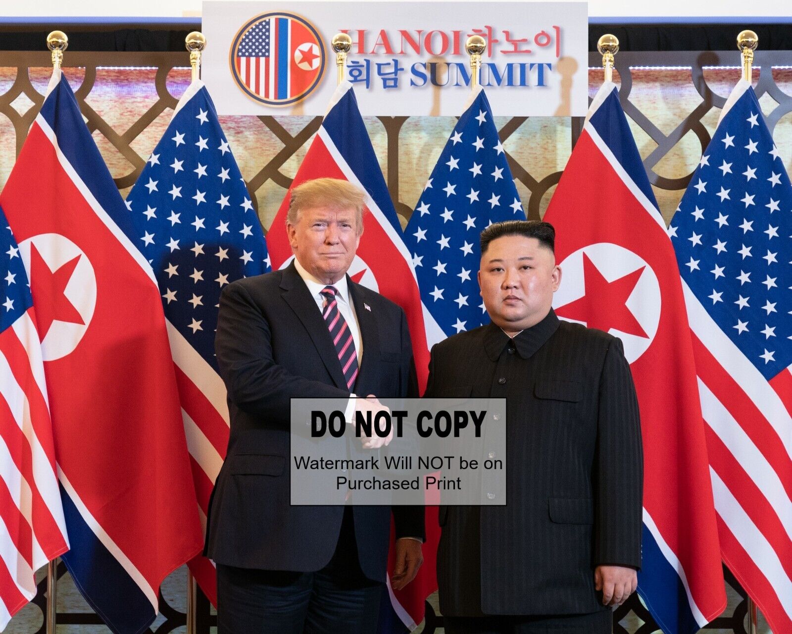 PRESIDENT TRUMP with Kim Jong Un at Hanoi Summit -  8X10 PHOTO (#1022)